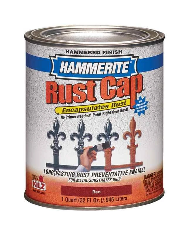 Hammerite Rust Cap Indoor and Outdoor Hammered Red Alkyd-Based Metal Paint 1 qt.