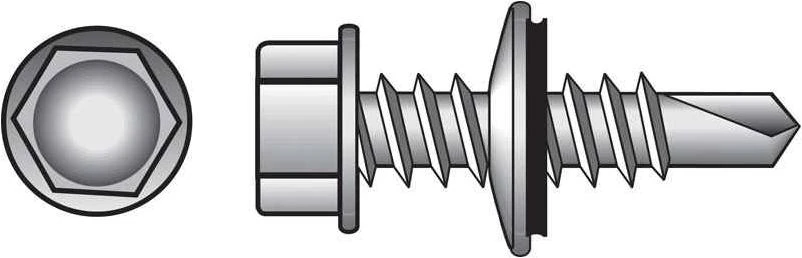 Hillman 10 in. x 1 in. L Hex Washer Head Zinc-Plated Steel Self- Drilling Screws 100 1 pk