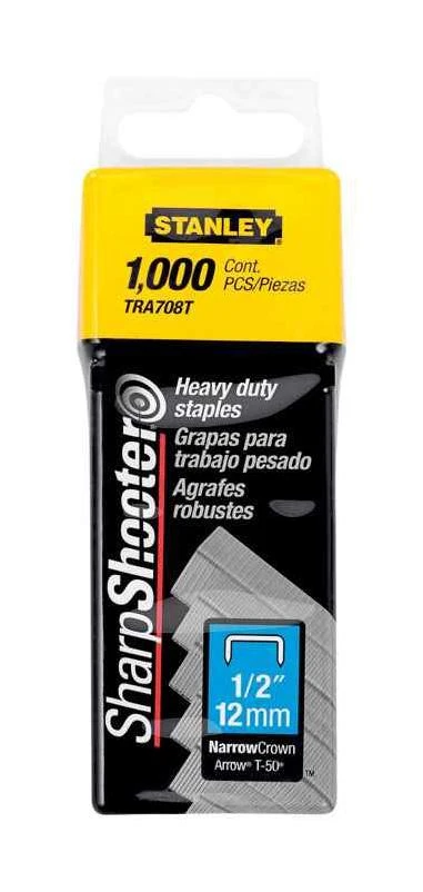 Stanley Sharp Shooter 1/2 in. L x 5/16 in. W Steel Narrow Crown Heavy Duty Staples 23 Ga. 1000