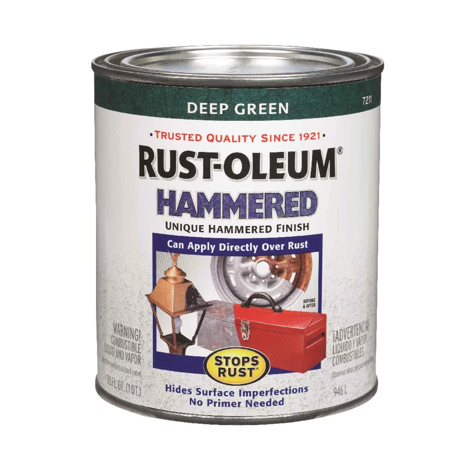 Rust-Oleum Indoor and Outdoor Hammered Deep Green Protective Enamel 1 qt.