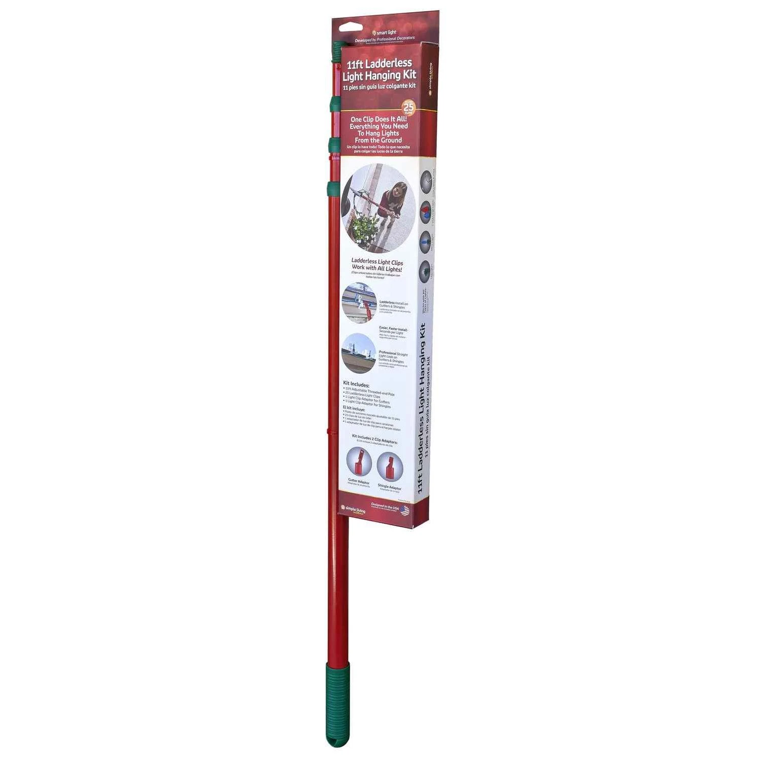 Simple Living Smart Light Light Hanging Kit With Pole Red/Green Metal/Plastic 26 pc.