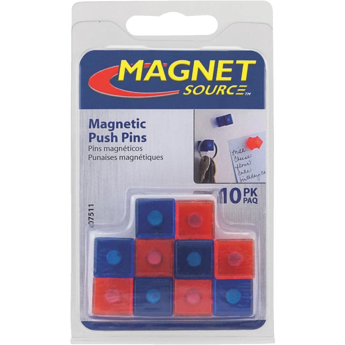 Master Magnetics 5/8 In. H. Red/Blue Plastic Magnetic Note Holder Push Pins (10-Pack)