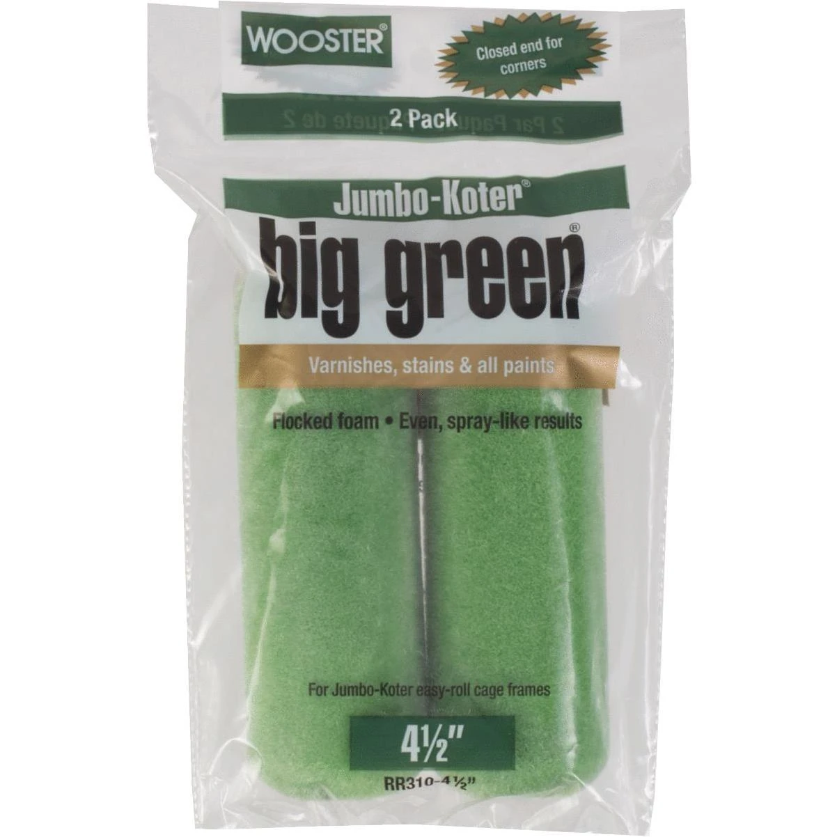 Wooster Jumbo-Koter 4-1/2 In. x 3/8 In. Flocked Mini Foam Roller Cover (2-Pack)