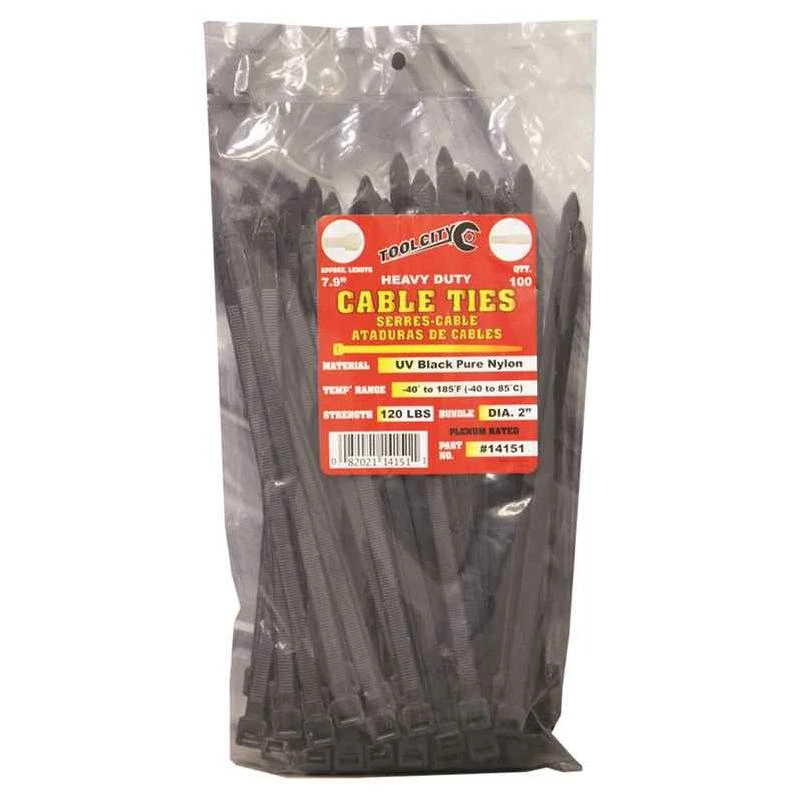 Tool City 7.9 in. L Black Cable Tie 100 pk