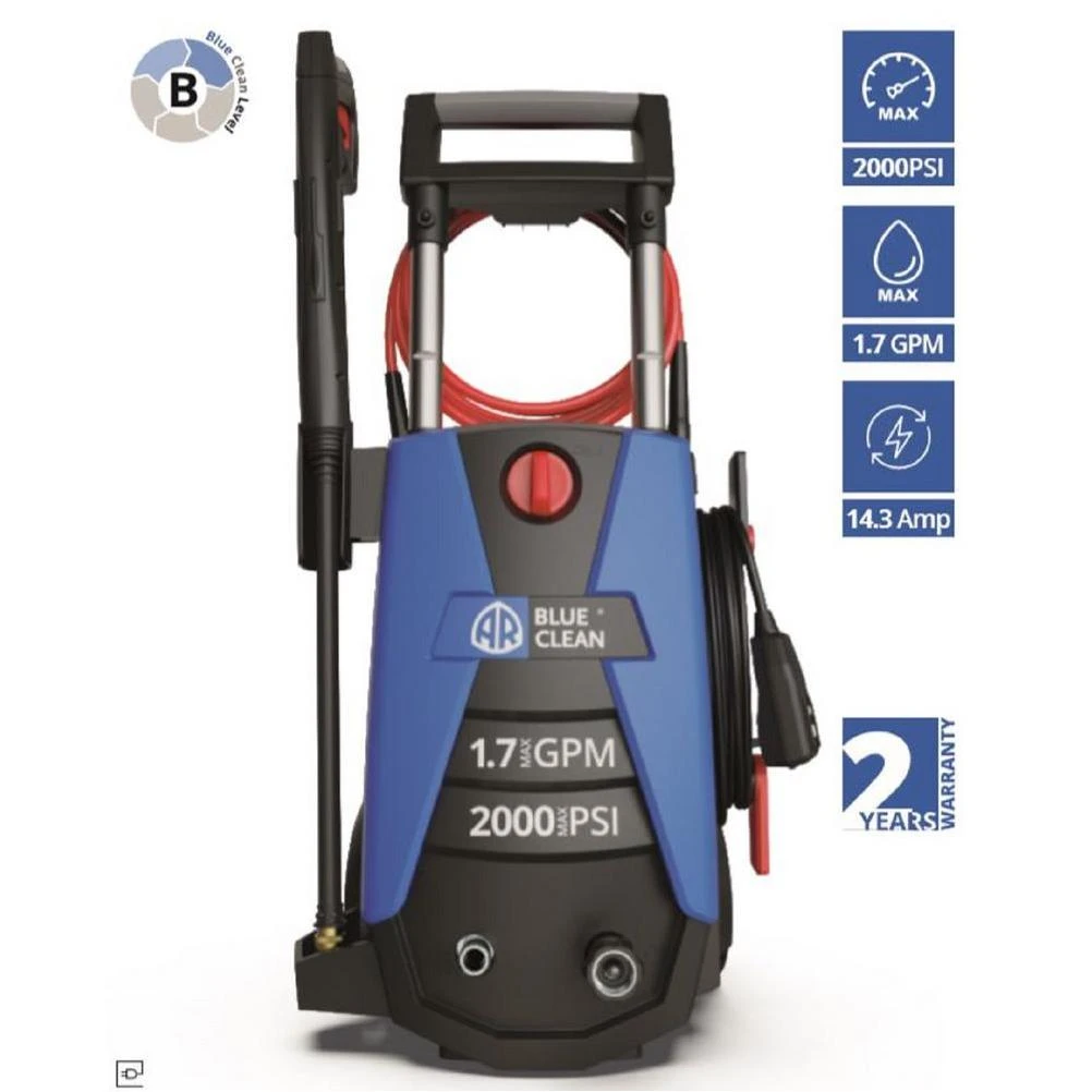AR Blue Clean New, Universal Motor, 2000 PSI, Cold Water, Electric Pressure Washer, with up to 1.7 GPM, BC383HS