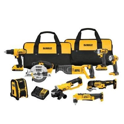 20-Volt MAX Lithium-Ion Cordless Combo Kit (9-Tool) with (2) Batteries 2Ah, Charger and (2) Contractor Bags