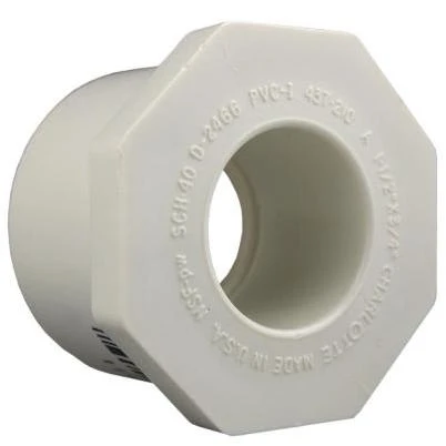 Schedule 40 Pipe Reducer Bushing, Spigot x Slip, White, 2 x 1 In.
