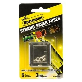 Bussmann 3 amps Glass Tube Fuse 5 pk