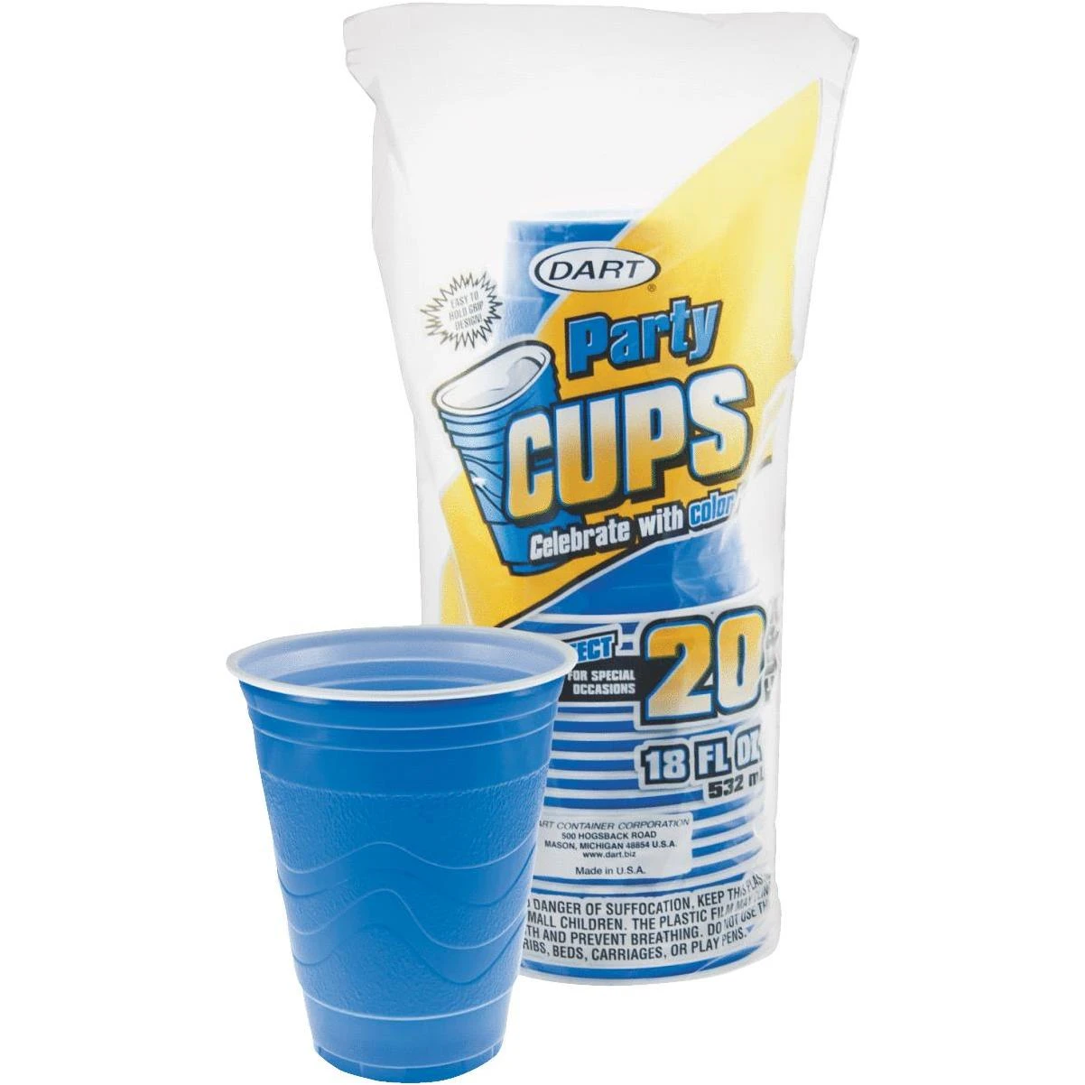 Dart 18 Oz. Blue Plastic Cup (20-Pack)