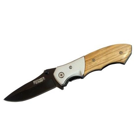 7.5 Carbon steel pocket knive wood handle Spring Assisted