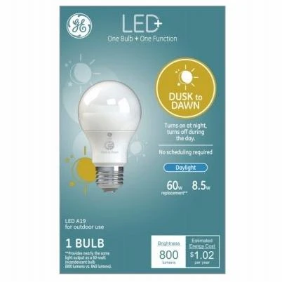 LED+ Light Bulb, Daylight, Dusk-Dawn, 800 Lumens, 9-Watts