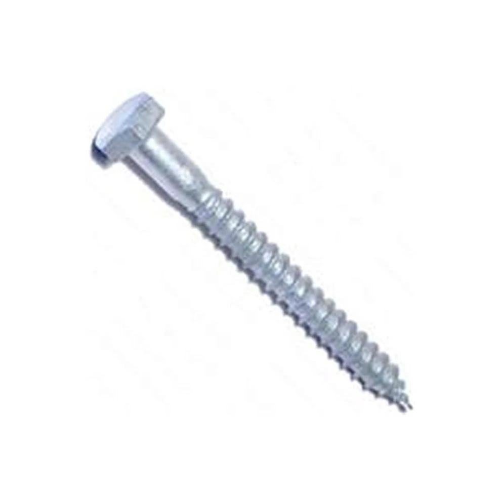 Midwest Fastener 05558 Lag Screw, 1/4-10 Thread, 2-1/2 in OAL, 2 Grade, Galvanized Steel, SAE Measuring