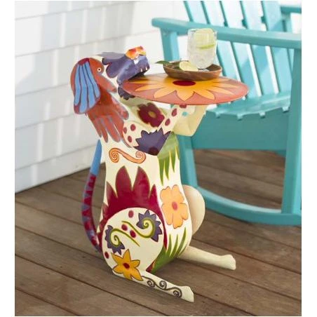 Folk Art Indoor/Outdoor Metal Dog Table