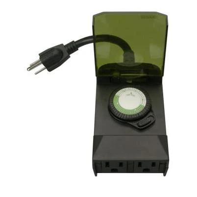 Outdoor Timer, 24-Hour Mechanical Programming, 2-Outlets