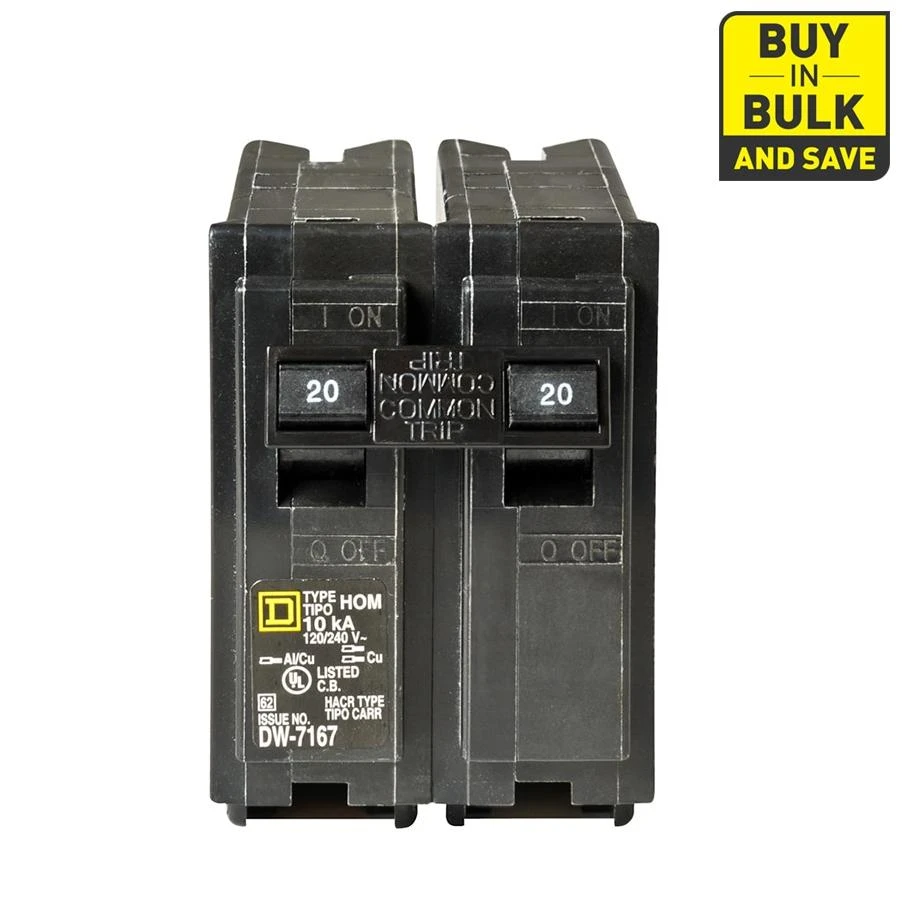 Square D Homeline 20A Double-Pole Standard Trip Circuit Breaker