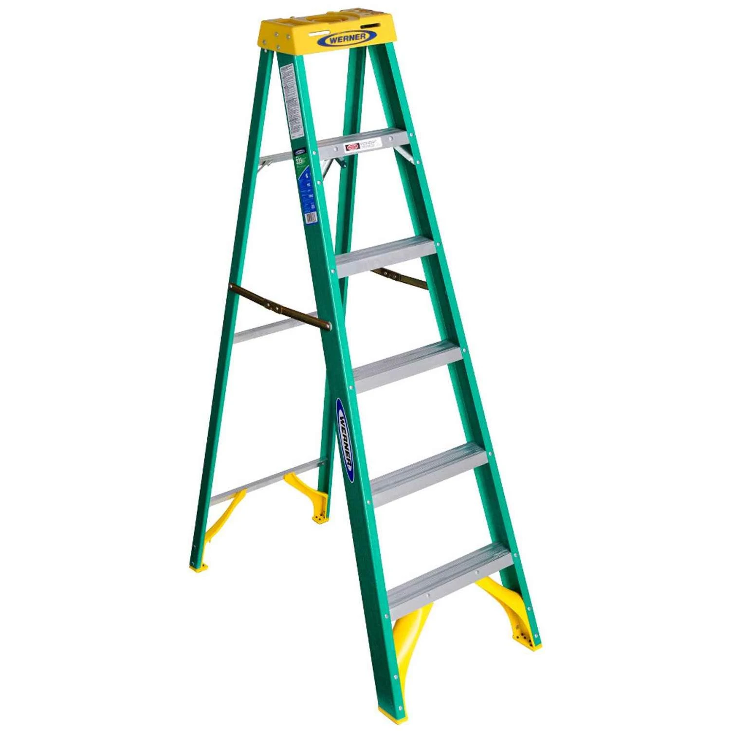 Werner 6 Ft. Fiberglass Step Ladder with 225 Lb. Load Capacity Type II Ladder Rating