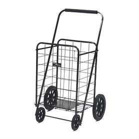 Black Super Shopping Cart 4-Wheel Folding Shopping Cart