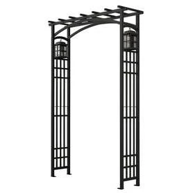 Garden Accents Lantern Arbor 4.33-ft W x 6.56-ft H Black Garden Arbor