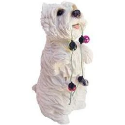 West Highland White Terrier With Holiday Lights Christmas Ornament Sculpture