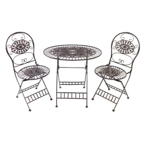 Alpine Corp KIY212A-BR Bistro Table & Chairs Set - Brown