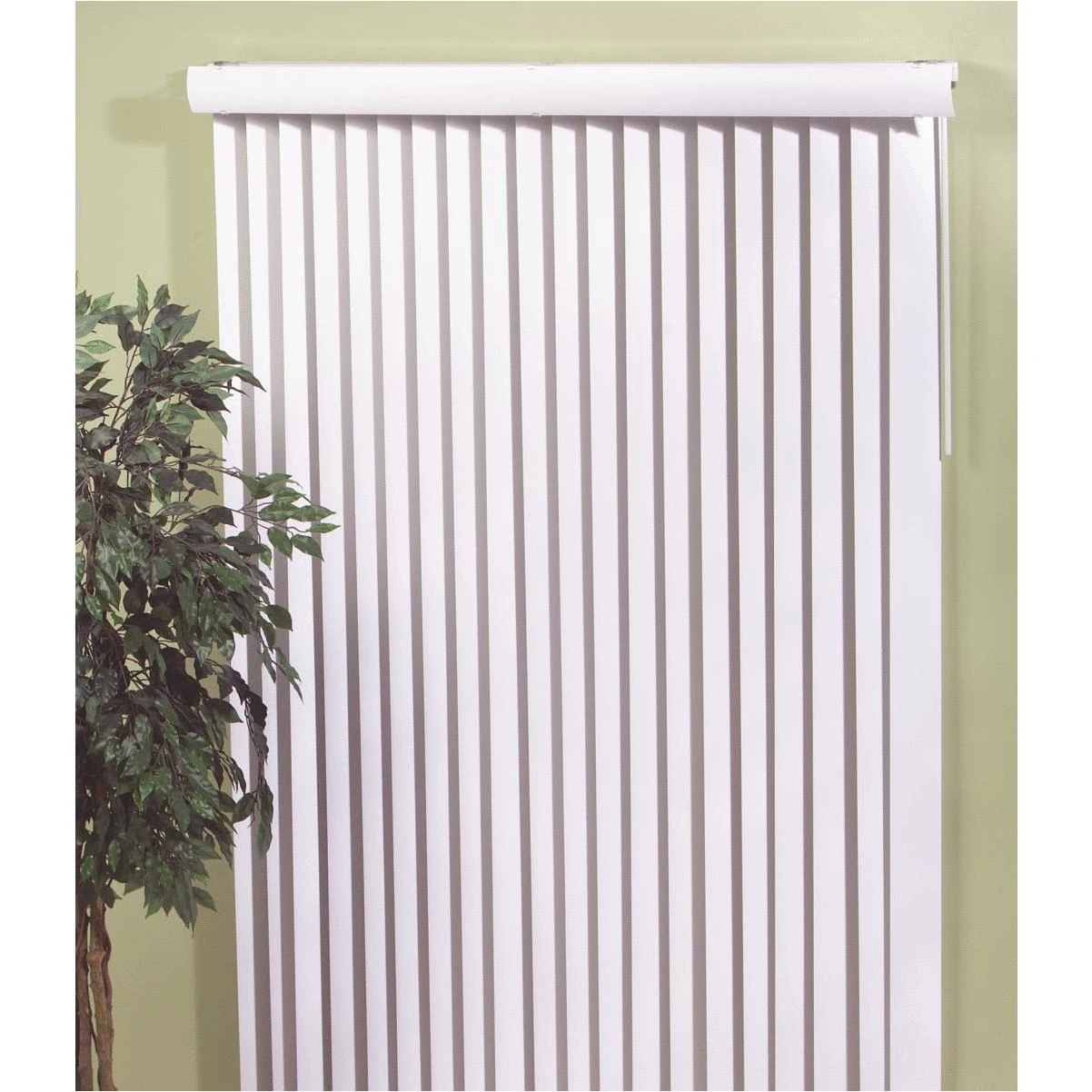 Home Impressions 78 In. x 84 In. x 3.5 In. White Vinyl Light Filtering Vertical Cordless Blind