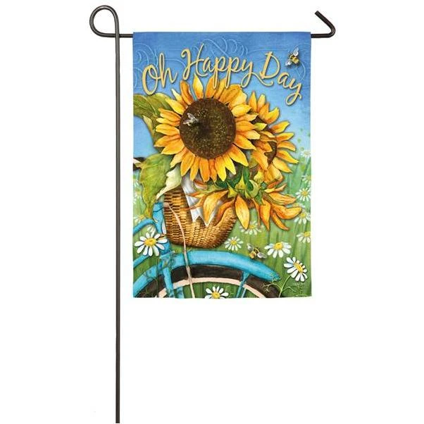 Happy Day Sunflowers Suede Garden Flag