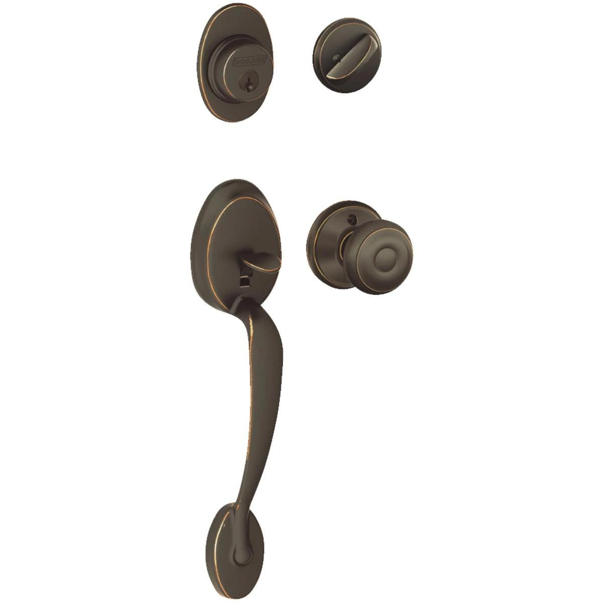 Schlage Aged Bronze Entry Door Handleset with Georgian Knob