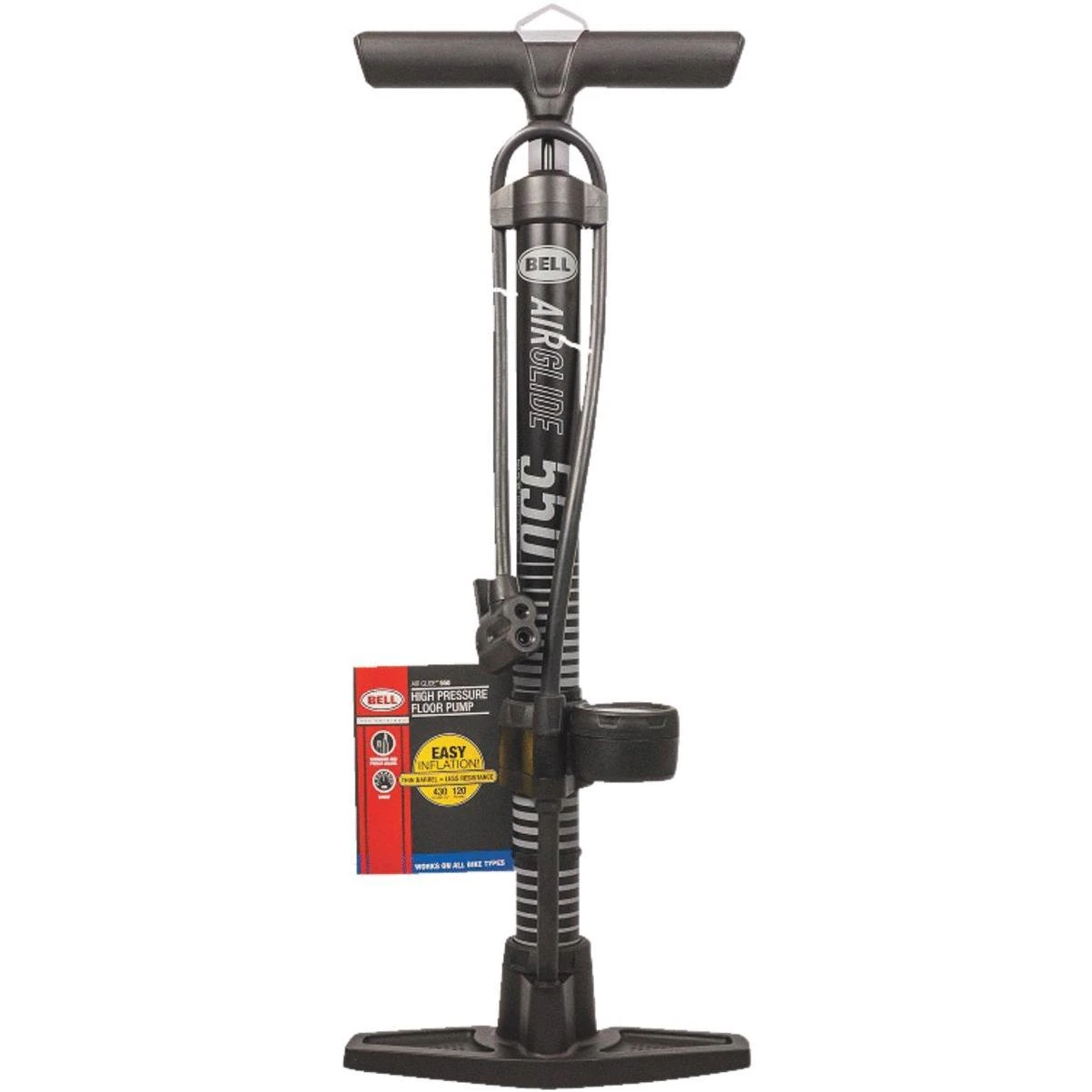 Bell Sports Schrader Presta Valve 100 PSI Bicycle Floor Pump with Gauge Grass Valley