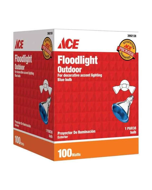 Ace 100 watts PAR38 Incandescent Bulb Blue Floodlight 1 pk