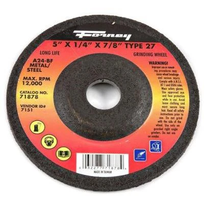 5 in. x 1/4 in. x 7/8 in. Metal Type 27 A24R-BF Grinding Wheel
