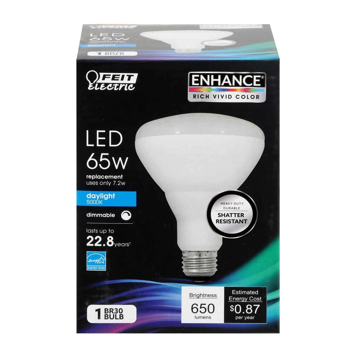 FEIT Electric 7.2 watts BR30 LED Bulb 650 linear metre Daylight Reflector 65 Watt Equivalence