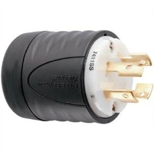 Non-NEMA 20 Amp 120/208-Volt Locking Plug, Black/White