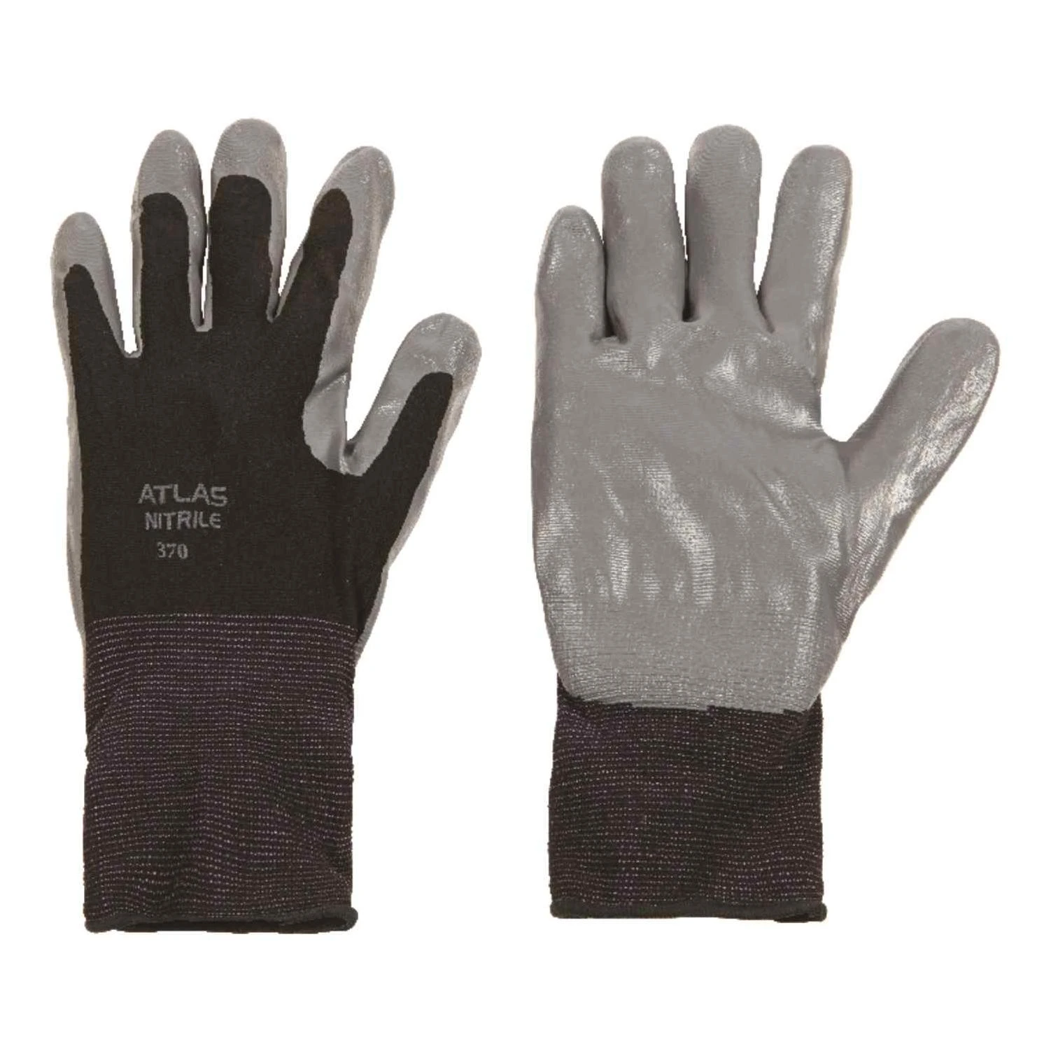Atlas Unisex Indoor/Outdoor Nitrile Dipped Gloves Black/Gray XL