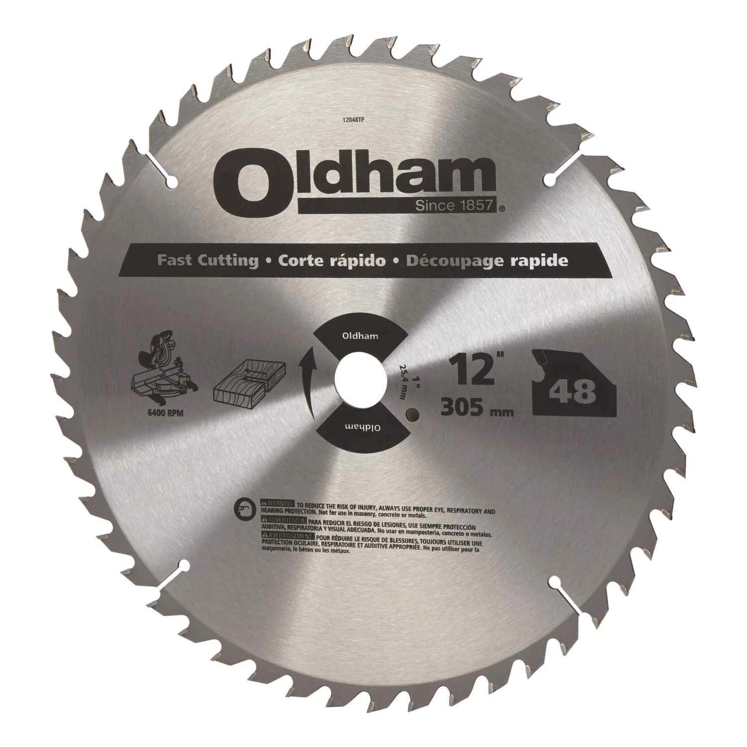 Oldham 12 in. Dia. x 1 in. Carbide Tipped Circular Saw Blade 48 teeth 1 pk