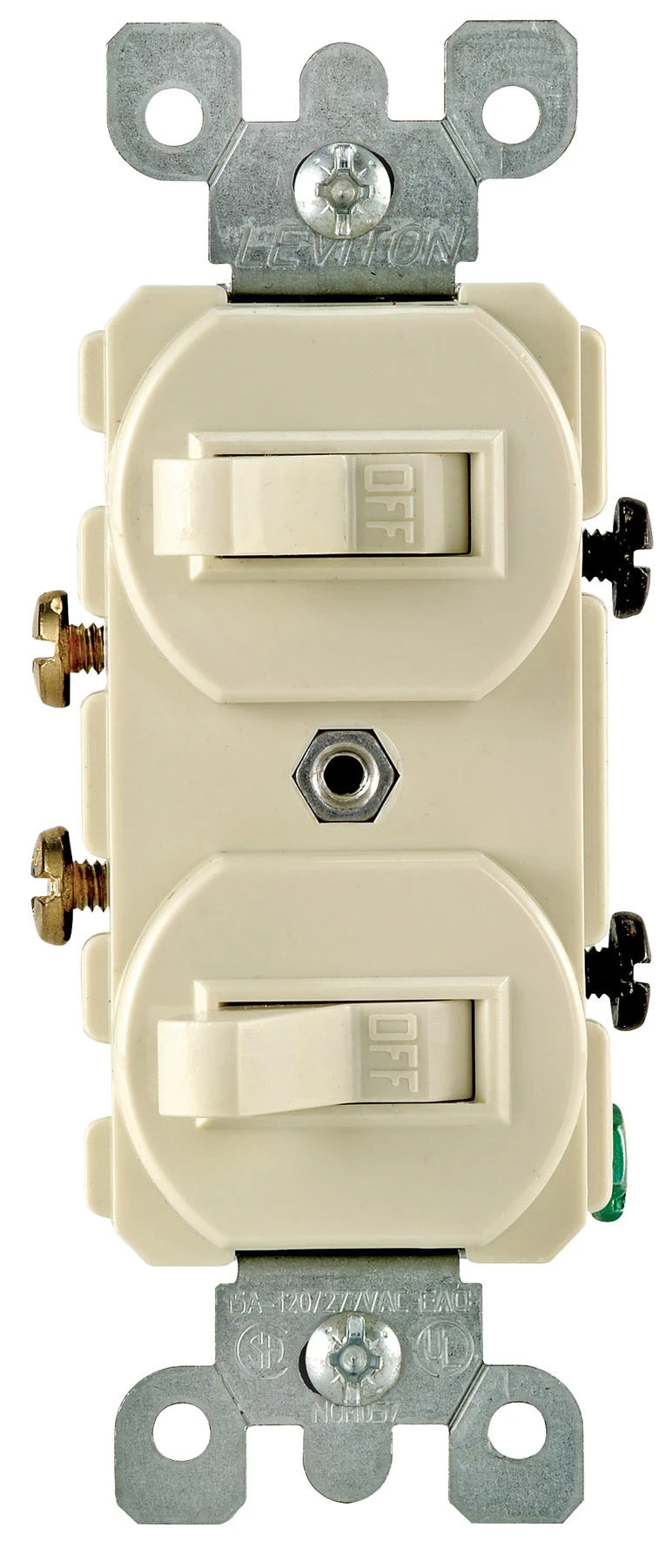 Leviton Single Pole White 15A Quiet Duplex Switch