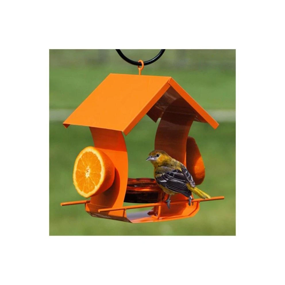 Oriole Bird Feeder Metal Orange Half and Jar Holder