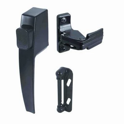 Screen & Storm Door Latch Set, Push-Button, Black