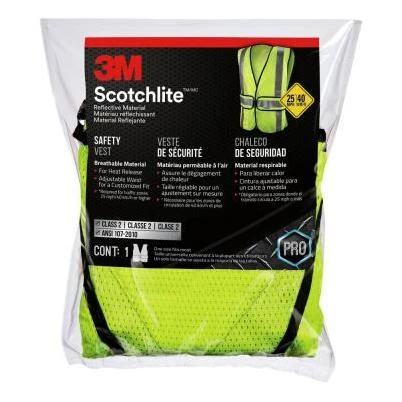 3M Scotchlite Reflective Safety Vest with Reflective Stripe Yellow One Size Fits Most