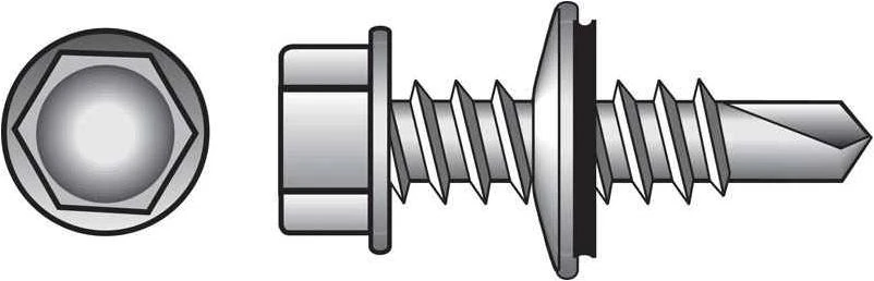 Hillman 10-16 in. x 3/4 in. L Hex Washer Head Zinc-Plated Steel Self- Drilling Screws 100 1 pk