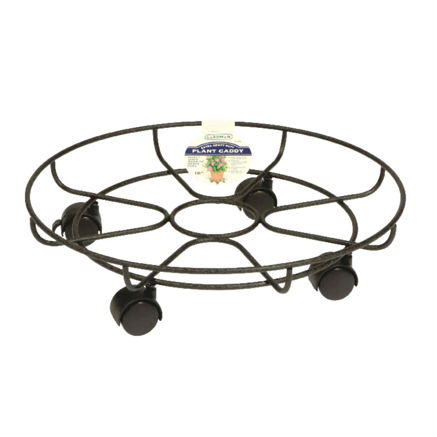 Gardman 4.5 in. H x 16 in. W Black Metal Planter Caddie