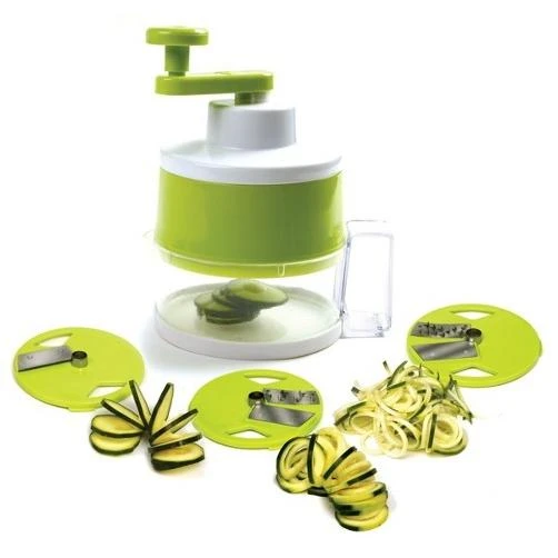 Triple Spiral Vegetable Slicer With 3 Blades In Green Color