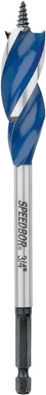 Irwin Speedbor 3041004 Auger Boring Bit, 3/4 in Dia, 6 in OAL, Tapered Flute, 3-Flute, 1/4 in Dia Shank, Hex Shank