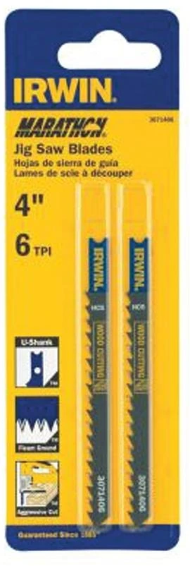 Irwin 3071406 Jig Saw Blade, 4 in L, 6 TPI