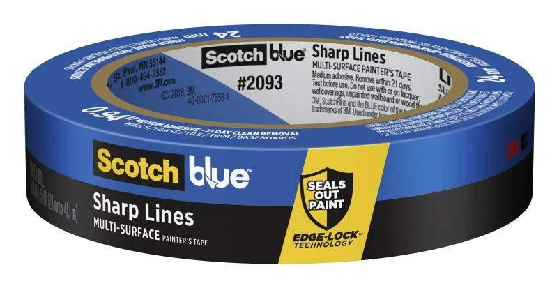 ScotchBlue 2093EL-24E Painter's Tape, 60 yd L, 0.94 in W, Smooth Crepe Paper Backing, Blue
