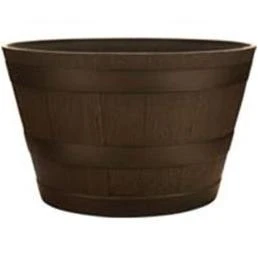 Whiskey Barrel Planter Kentucky Walnut - 15.5 Inch Durable Resin