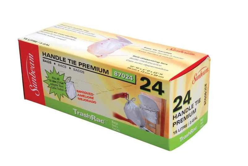 Trashrac 3 gal. Trash Bags Handle Tie 24 pk