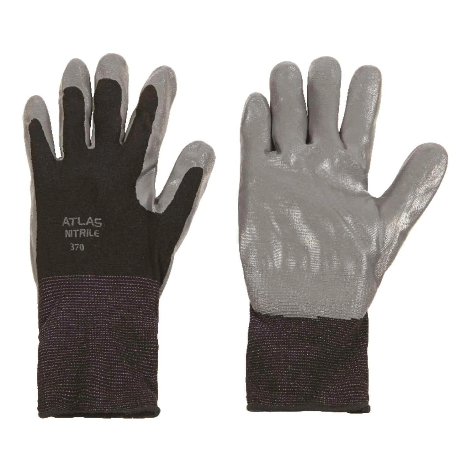 Atlas Unisex Indoor/Outdoor Nitrile Dipped Gloves Black/Gray L