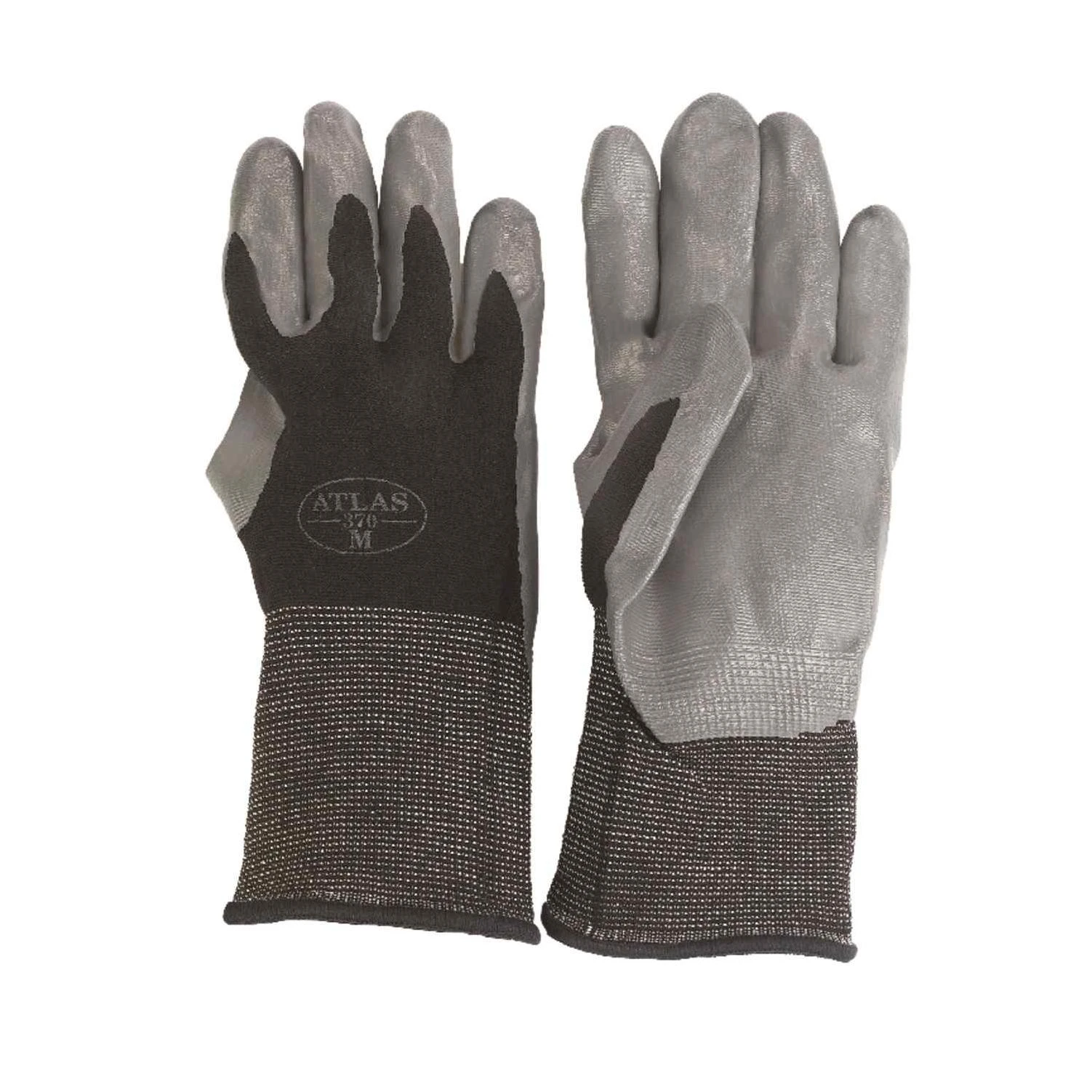 Atlas Unisex Indoor/Outdoor Nitrile Dipped Gloves Black/Gray M