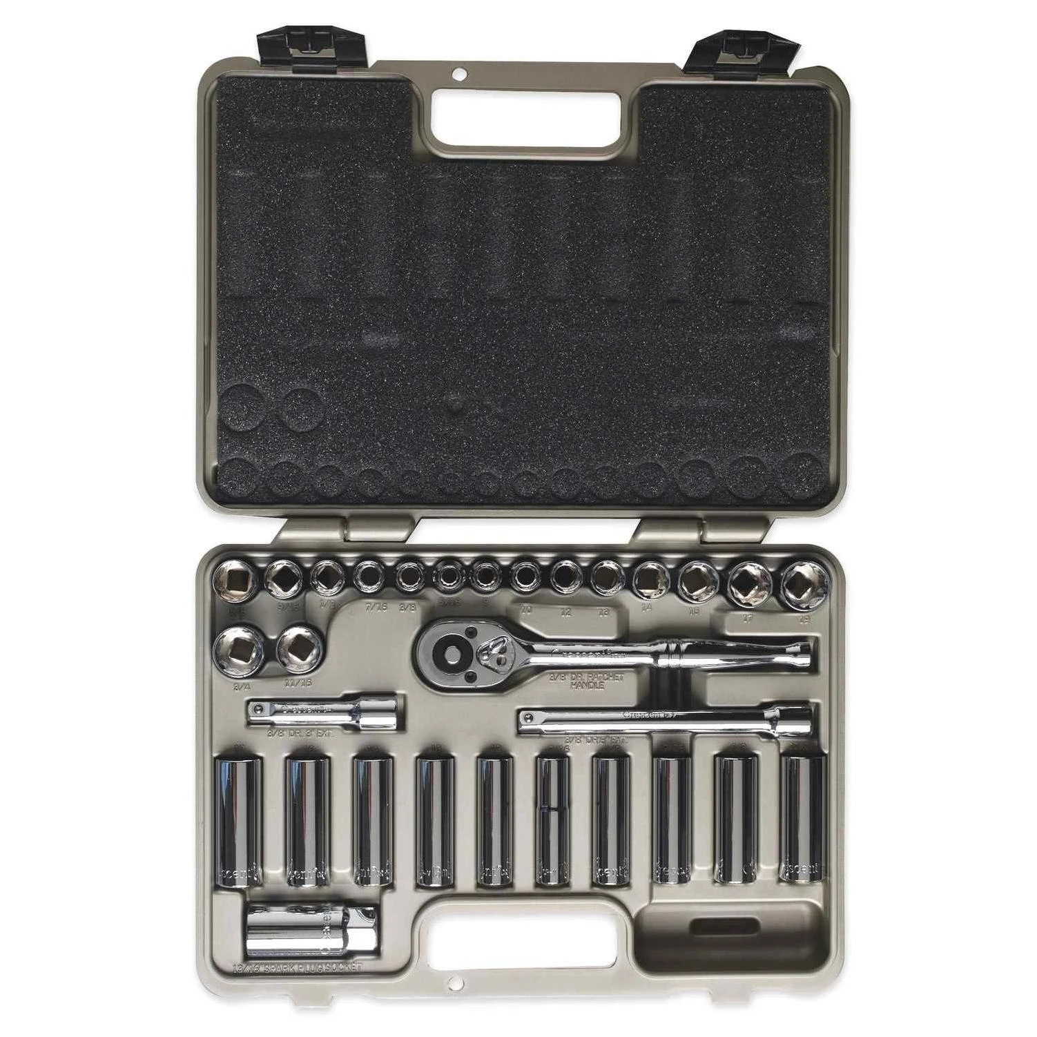 Crescent Assorted Sizes x 3/8 in. Metric and SAE 6 and 12 Socket Wrench Set 30 pc.