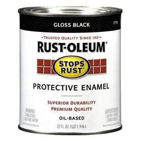 Rust-Oleum Stops Rust Oil Based Gloss Protective Rust Control Enamel, Black, 1 Qt.